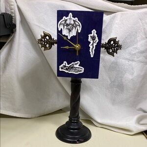 Navy Blue Mixed Media Wall Decor with gothic Designs